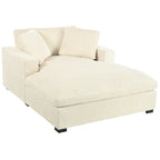 Sillón tapizado grande color beige, tela de felpa, con capacidad para 1 o 2 personas.