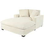 Sillón tapizado grande color beige, tela de felpa, con capacidad para 1 o 2 personas.