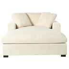 Sillón tapizado grande color beige, tela de felpa, con capacidad para 1 o 2 personas.