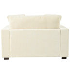Sillón tapizado grande color beige, tela de felpa, con capacidad para 1 o 2 personas.