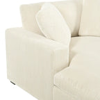 Sillón tapizado grande color beige, tela de felpa, con capacidad para 1 o 2 personas.