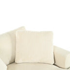 Sillón tapizado grande color beige, tela de felpa, con capacidad para 1 o 2 personas.