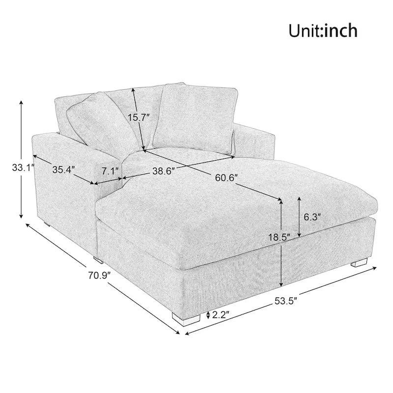 Sillón tapizado grande color beige, tela de felpa, con capacidad para 1 o 2 personas.