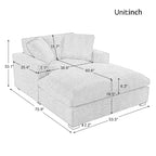Sillón tapizado grande color beige, tela de felpa, con capacidad para 1 o 2 personas.
