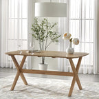 Mesa de comedor rectangular de roble claro de mediados de siglo, 6 plazas