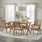 Mesa de comedor rectangular de roble claro de mediados de siglo, 6 plazas