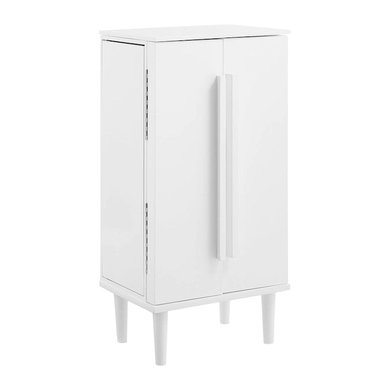 Armario de pie blanco para joyas, espejo y 7 cajones, 1 persona