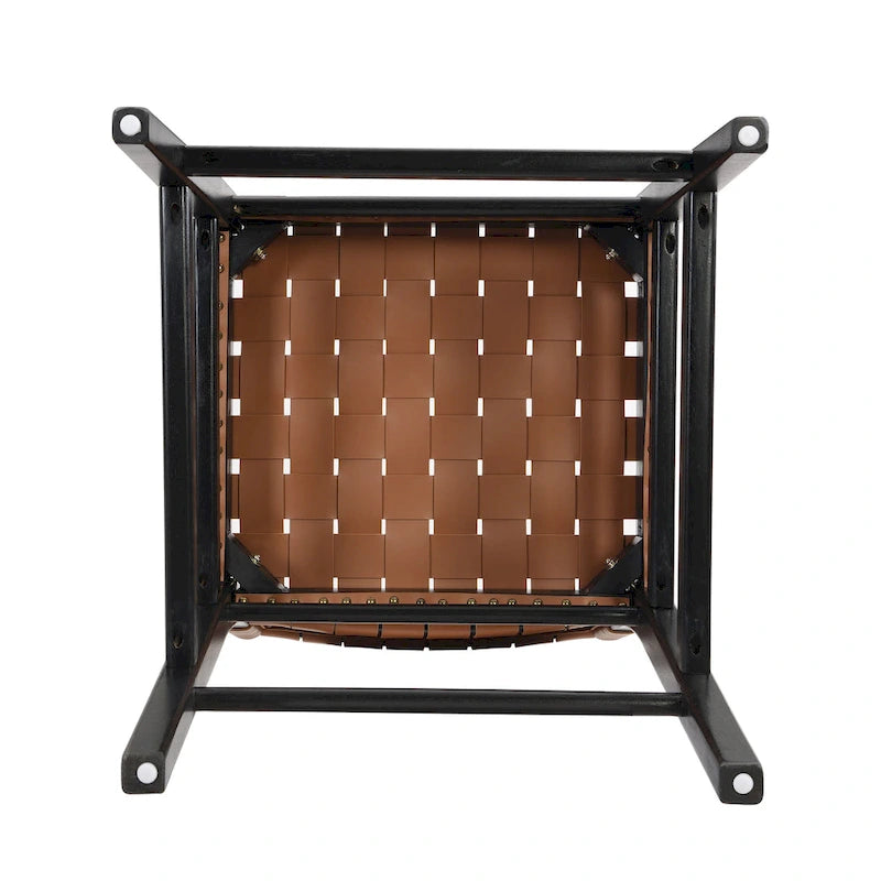Taburetes de cocina de cuero sintético negro y marrón, juego de 2