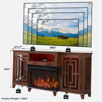 Mueble de TV estilo granja negro/marrón/blanco con chimenea, para televisores de hasta 75", montaje entre 2 personas