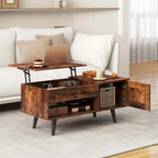 Mesa de centro elevable con almacenamiento, color natural/marrón – 1 persona