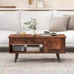 Mesa de centro elevable con almacenamiento, color natural/marrón – 1 persona