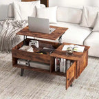 Mesa de centro elevable con almacenamiento, color natural/marrón – 1 persona