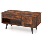Mesa de centro elevable con almacenamiento, color natural/marrón – 1 persona
