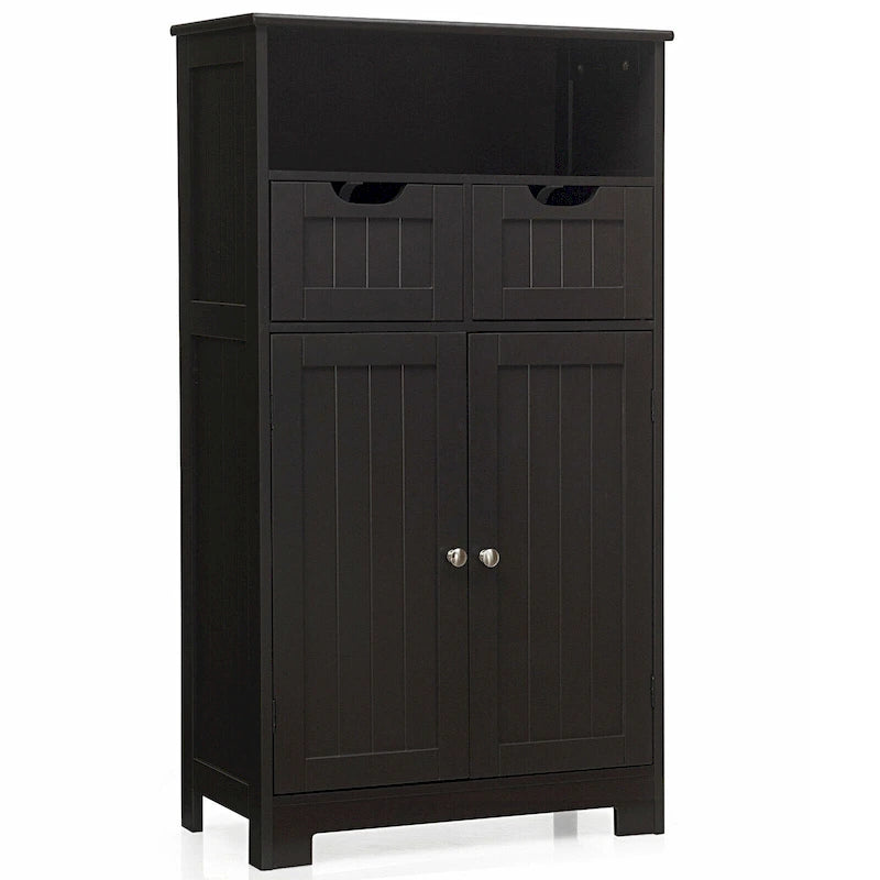 Armario de suelo con cajones y puertas – Espresso / Negro / Gris, Uso individual