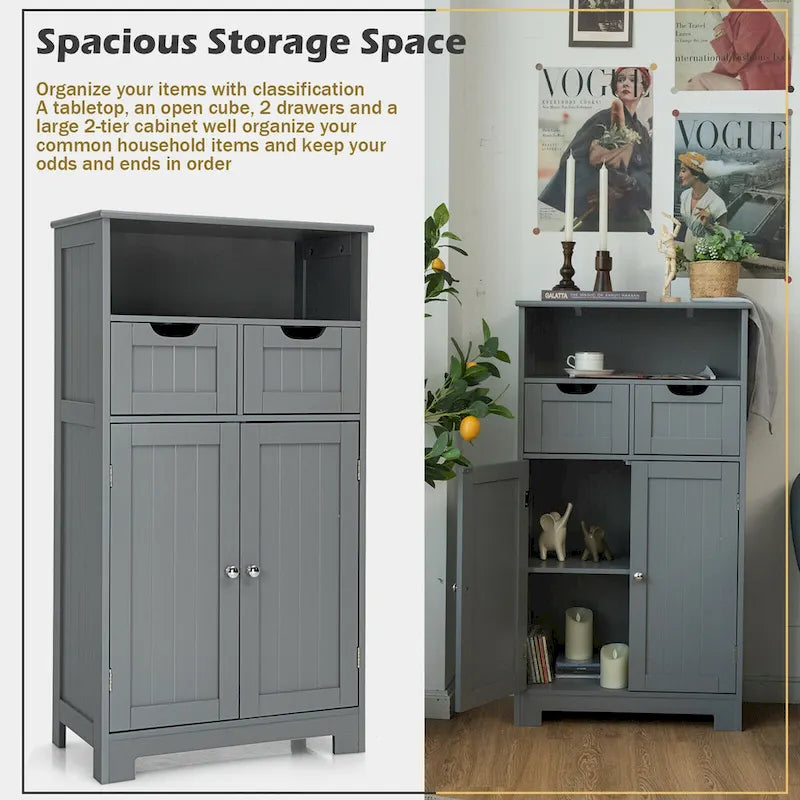 Armario de suelo con cajones y puertas – Espresso / Negro / Gris, Uso individual