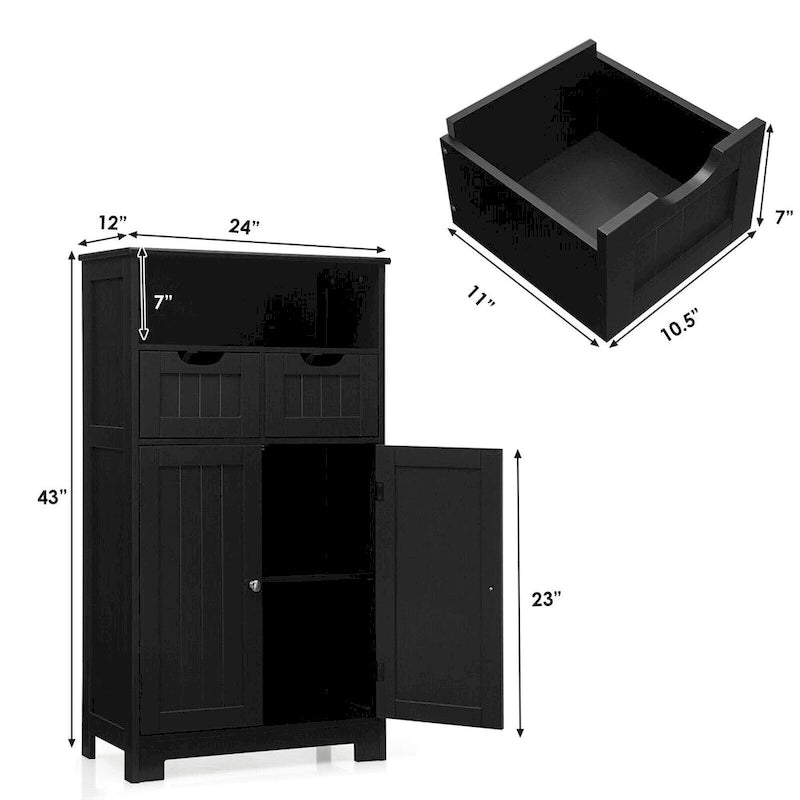 Armario de suelo con cajones y puertas – Espresso / Negro / Gris, Uso individual