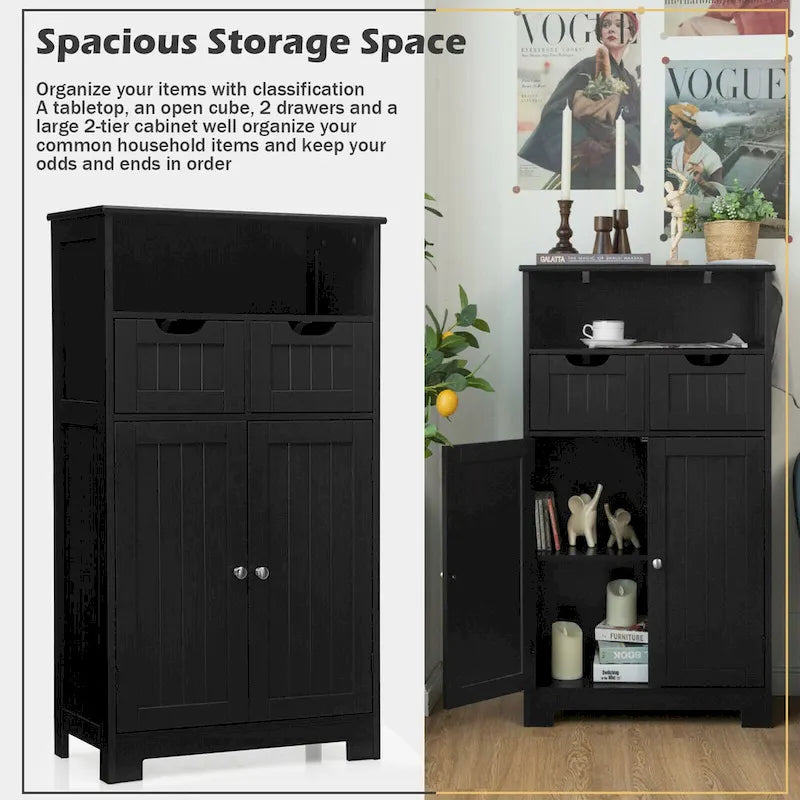 Armario de suelo con cajones y puertas – Espresso / Negro / Gris, Uso individual