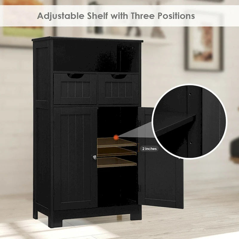 Armario de suelo con cajones y puertas – Espresso / Negro / Gris, Uso individual