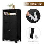 Armario de suelo con cajones y puertas – Espresso / Negro / Gris, Uso individual