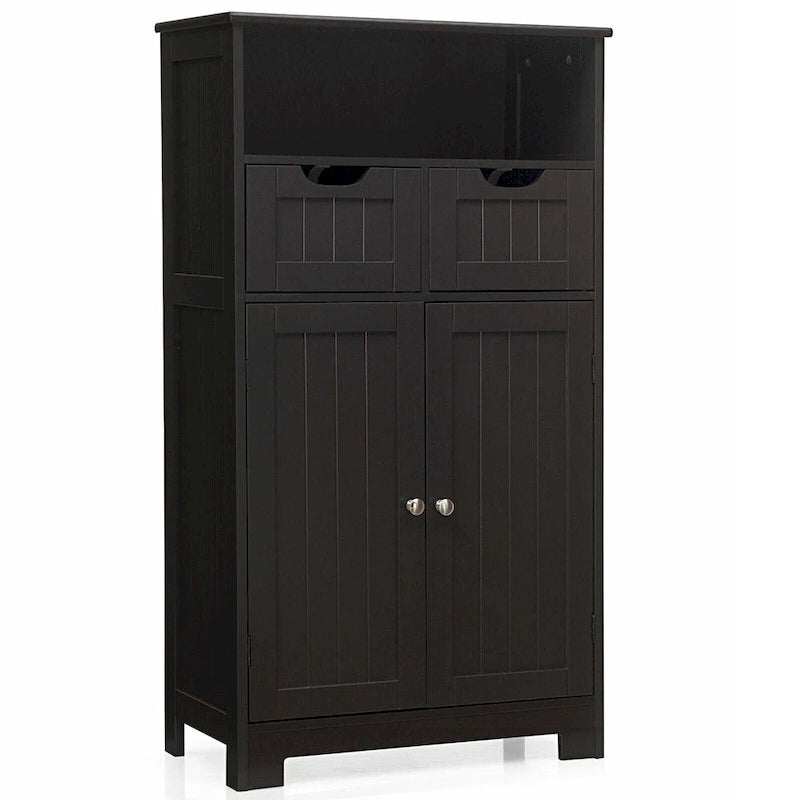 Armario de suelo con cajones y puertas – Espresso / Negro / Gris, Uso individual
