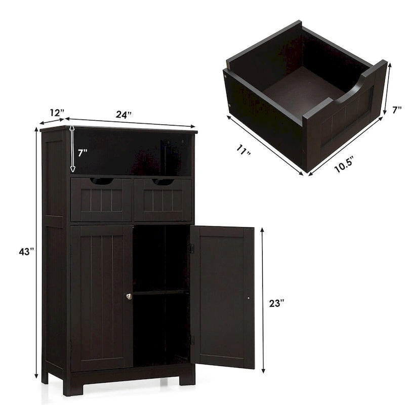 Armario de suelo con cajones y puertas – Espresso / Negro / Gris, Uso individual