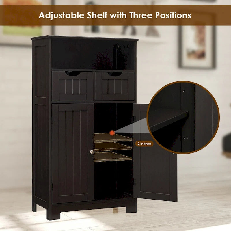 Armario de suelo con cajones y puertas – Espresso / Negro / Gris, Uso individual