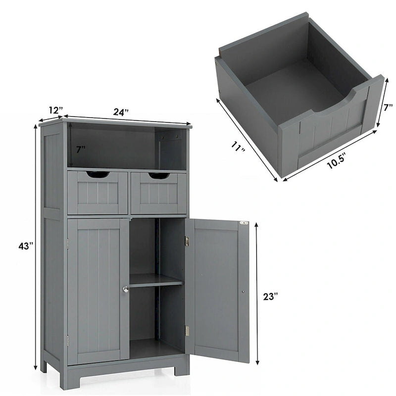 Armario de suelo con cajones y puertas – Espresso / Negro / Gris, Uso individual