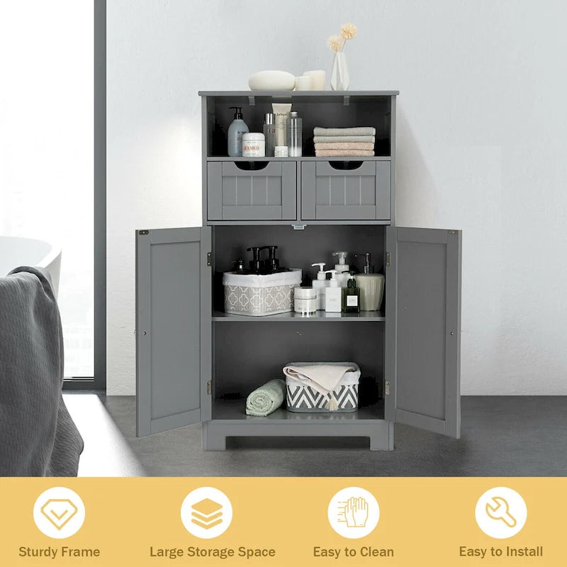 Armario de suelo con cajones y puertas – Espresso / Negro / Gris, Uso individual