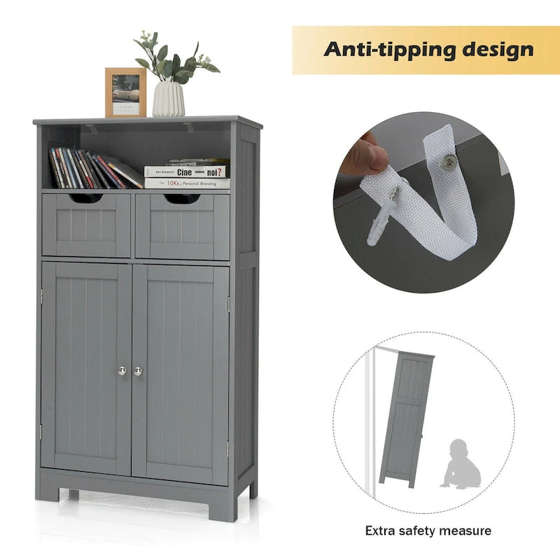 Armario de suelo con cajones y puertas – Espresso / Negro / Gris, Uso individual