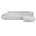 Sofá Seccional en Forma de L de Cuero Sintético Ajustable - 109 - Blanco