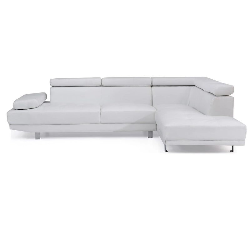 Sofá Seccional en Forma de L de Cuero Sintético Ajustable - 109 - Blanco