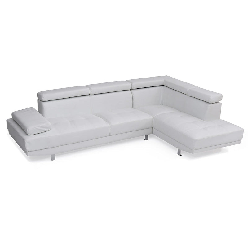 Sofá Seccional en Forma de L de Cuero Sintético Ajustable - 109 - Blanco