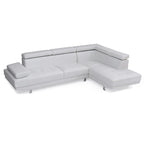 Sofá Seccional en Forma de L de Cuero Sintético Ajustable - 109 - Blanco