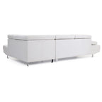 Sofá Seccional en Forma de L de Cuero Sintético Ajustable - 109 - Blanco