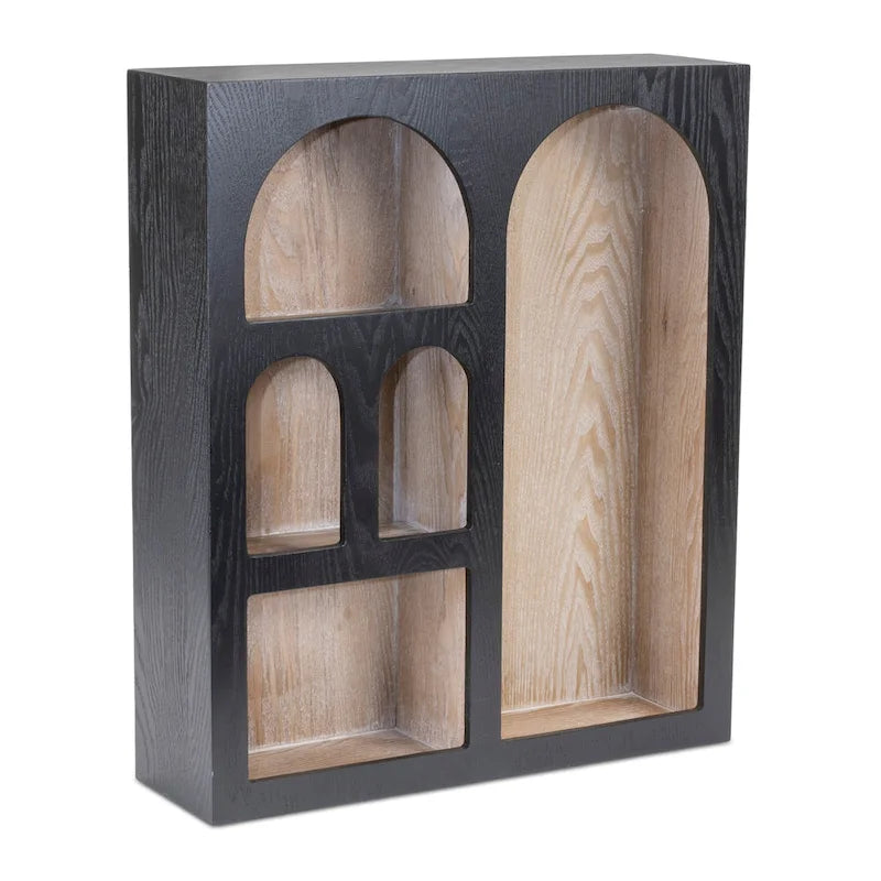 Estantería de pared arqueada negra, 5 niveles, individual