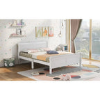 Cama de plataforma de madera de tamaño completo con cabecero y piecero, roble/espresso/blanco, 2 personas