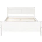 Cama de plataforma de madera de tamaño completo con cabecero y piecero, roble/espresso/blanco, 2 personas