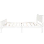 Cama de plataforma de madera de tamaño completo con cabecero y piecero, roble/espresso/blanco, 2 personas