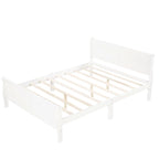 Cama de plataforma de madera de tamaño completo con cabecero y piecero, roble/espresso/blanco, 2 personas