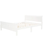 Cama de plataforma de madera de tamaño completo con cabecero y piecero, roble/espresso/blanco, 2 personas