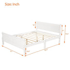 Cama de plataforma de madera de tamaño completo con cabecero y piecero, roble/espresso/blanco, 2 personas