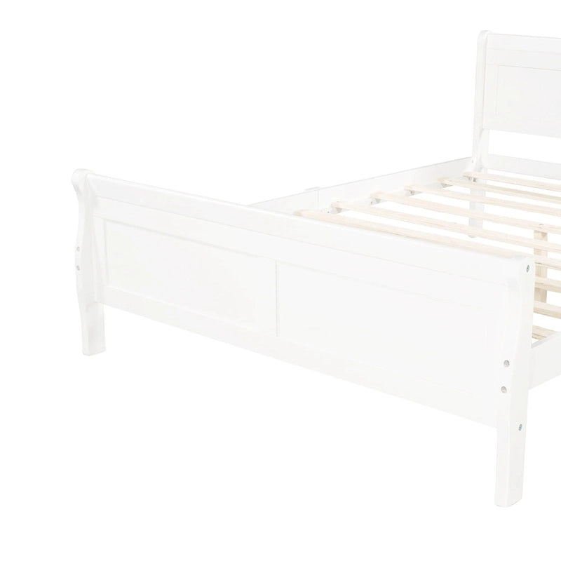 Cama de plataforma de madera de tamaño completo con cabecero y piecero, roble/espresso/blanco, 2 personas