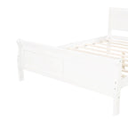Cama de plataforma de madera de tamaño completo con cabecero y piecero, roble/espresso/blanco, 2 personas