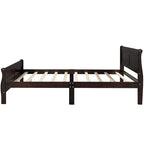 Cama de plataforma de madera de tamaño completo con cabecero y piecero, roble/espresso/blanco, 2 personas
