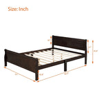 Cama de plataforma de madera de tamaño completo con cabecero y piecero, roble/espresso/blanco, 2 personas