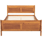 Cama de plataforma de madera de tamaño completo con cabecero y piecero, roble/espresso/blanco, 2 personas