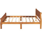 Cama de plataforma de madera de tamaño completo con cabecero y piecero, roble/espresso/blanco, 2 personas