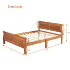 Cama de plataforma de madera de tamaño completo con cabecero y piecero, roble/espresso/blanco, 2 personas