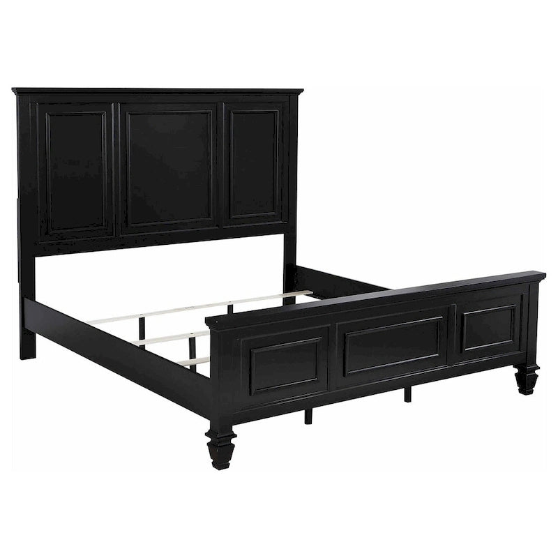 Cama King de panel negro para 2