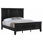 Cama King de panel negro para 2